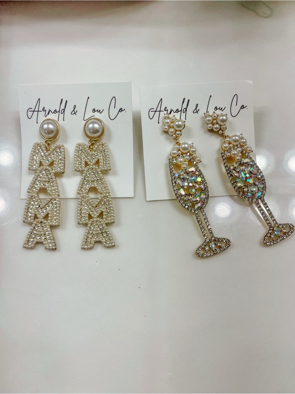 Iridescent Crystal Champagne Glass Earrings in Gold